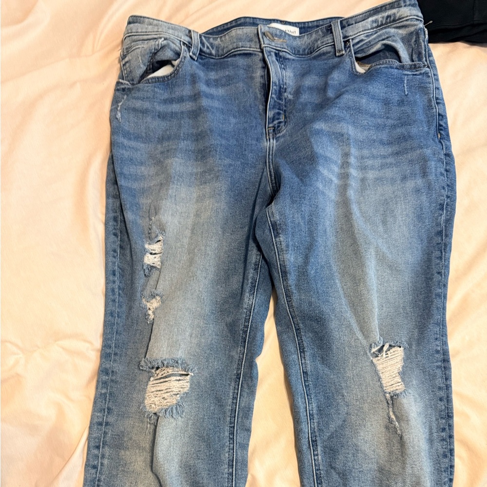 Lane Bryant Light Blue Distressed Boyfriend Jeans